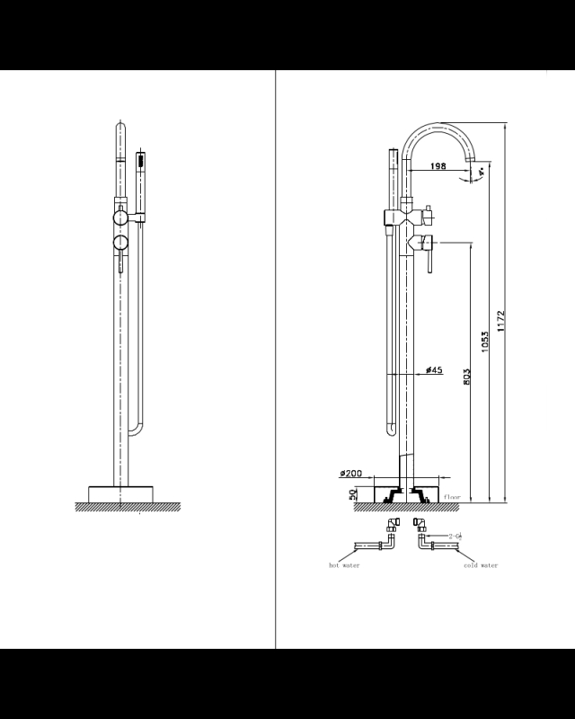 Baterie cada LaVita, Verdi, stativă, pipa rotunda, set complet dus, brushed copper